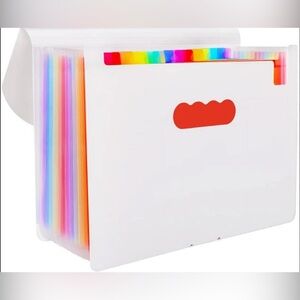 Portable Expanding 12-Pocket White Accordion File Folder Document Organizer NWT